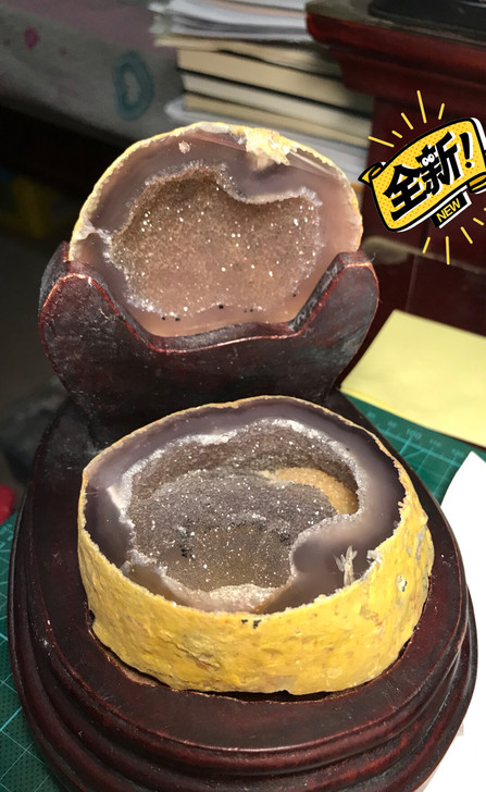 水晶玛瑙 聚宝盆 原石消磁紫晶洞玛瑙洞家居...