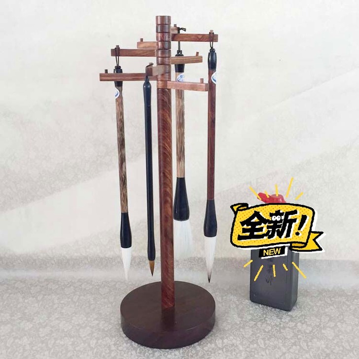 花梨木笔架 可旋转笔挂 简易黑檀木笔挂书房...