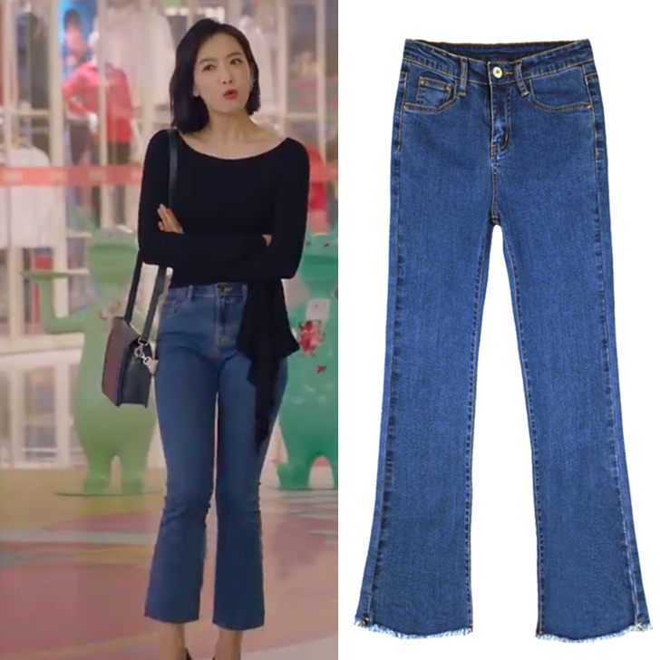 宋茜同款裤子 女牛仔裤 高腰显瘦九分弹力