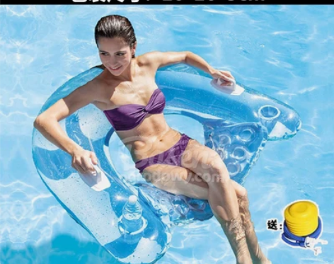 INTEX水上浮椅游泳圈成人浮床儿童躺椅小...