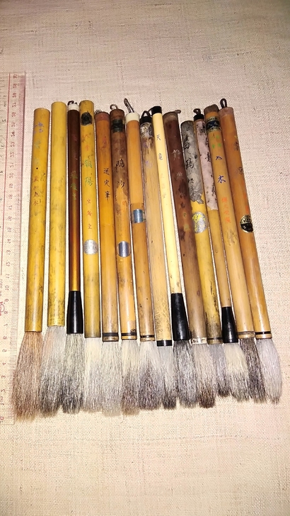 老毛笔一组   羊毫兼毫大笔长锋