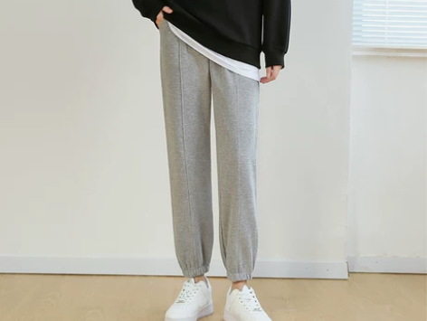 灰色运动裤女春秋2021年高腰宽松加绒卫裤...