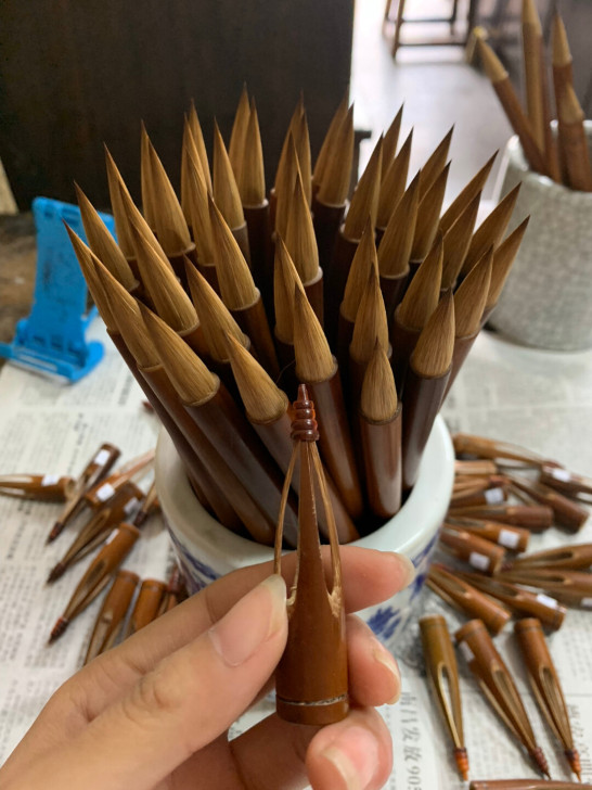 古法唐笔.精选上等狼毫制作.十年老烤杆带竹...