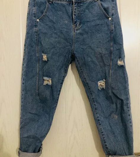 女士牛仔裤休闲裤，薄款，裤脚可以卷起来也可...