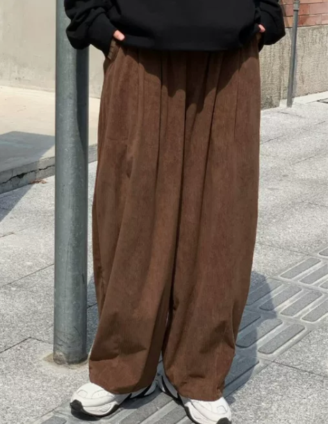 裤复古 日系港风ins潮牌高街宽松直筒阔腿裤子男春秋灯芯绒休...