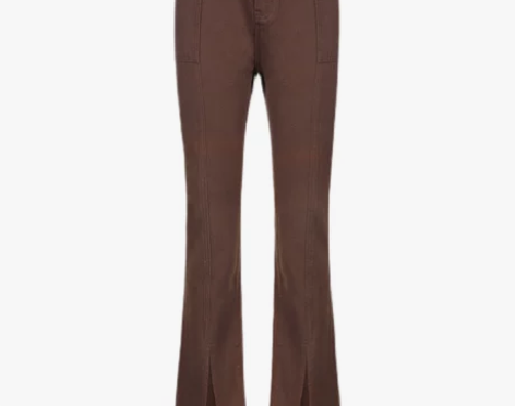 ROCKMORE美式复古棕色双扣开衩微喇裤...