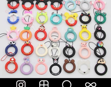 手机挂绳 手机挂绳绳指环扣硅胶圈吊绳短款链...