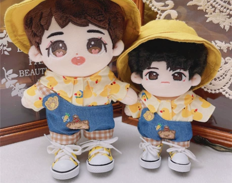 【现货包邮15cm娃衣20cm】格子单肩背...