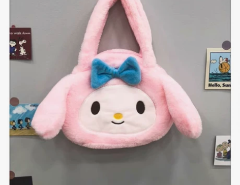 日系ins卡通美乐蒂手提包少女可爱JK毛绒...