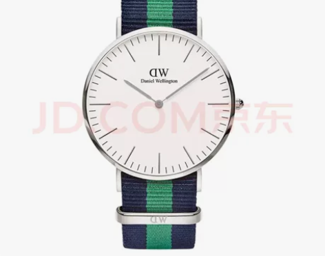 手表DW男表40mm银色边尼龙带超薄男士石...