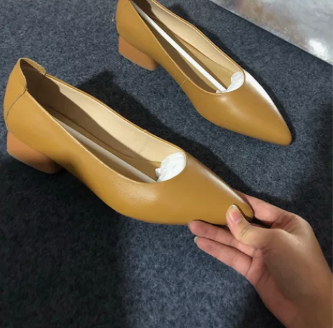 全新头层牛皮姜黄色单鞋39码 就一双不退不换