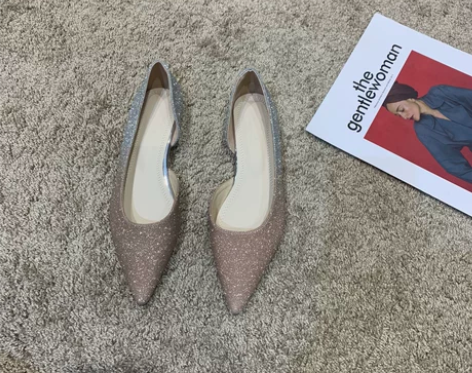 平底单鞋女鞋子2022年新款春季百搭侧空闪...