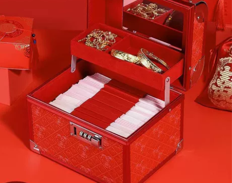 彩礼箱礼金箱压箱钱箱子装钱红箱子结婚箱子新...