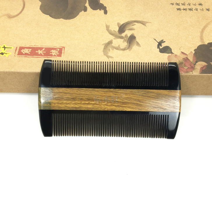 乐木轩角木篦子 细齿牛角梳子 玉檀合牛角篦...