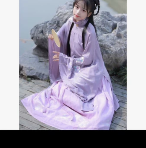 五五年冰提紫苏 汉服女明制绣花立领对襟长衫...