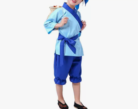 儿童书童汉服演出服学生农夫古装锄禾扮演三字...