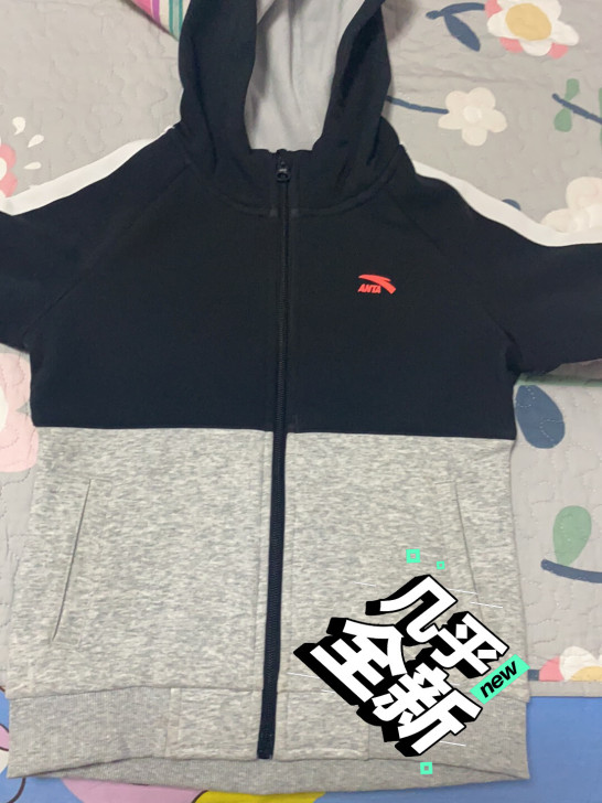 专柜同款安踏童装外套新款加绒休闲针织衫运动...