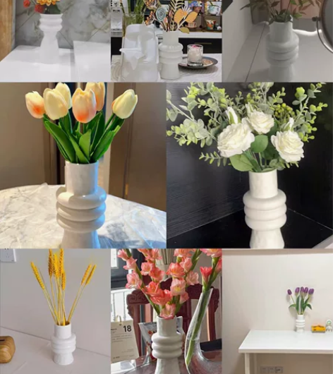 ins北欧白色陶瓷干花水养花瓶简约创意家居...