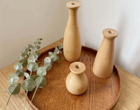 ins风实木小花瓶 木质插花花器花瓶 民宿...