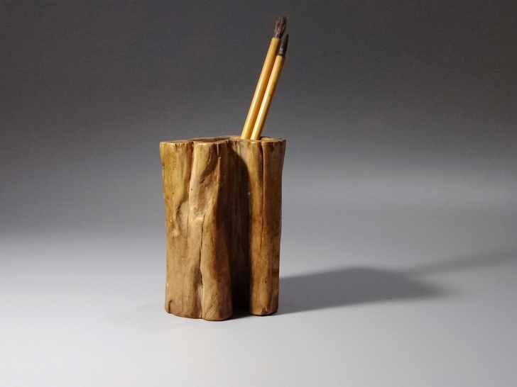 清代木质随形笔筒