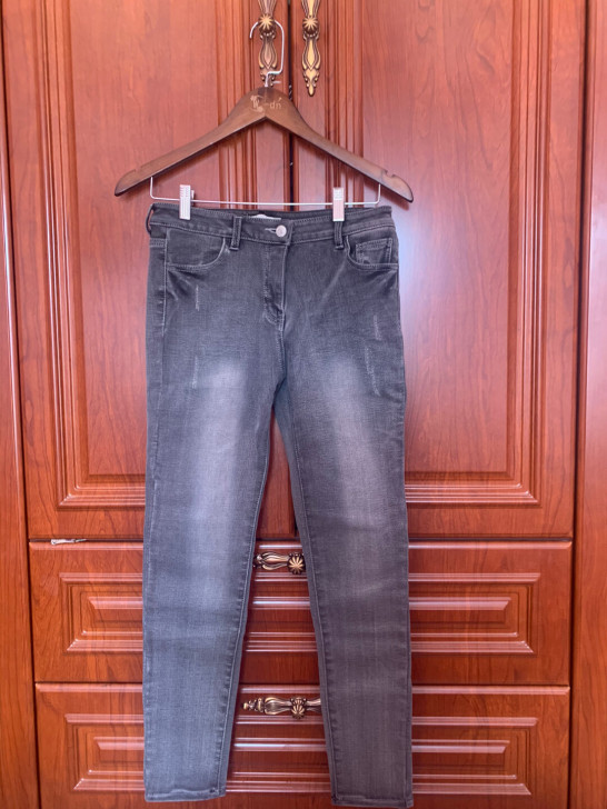 林珊珊家薄绒牛仔裤，浅灰色，保暖修身，仅试...