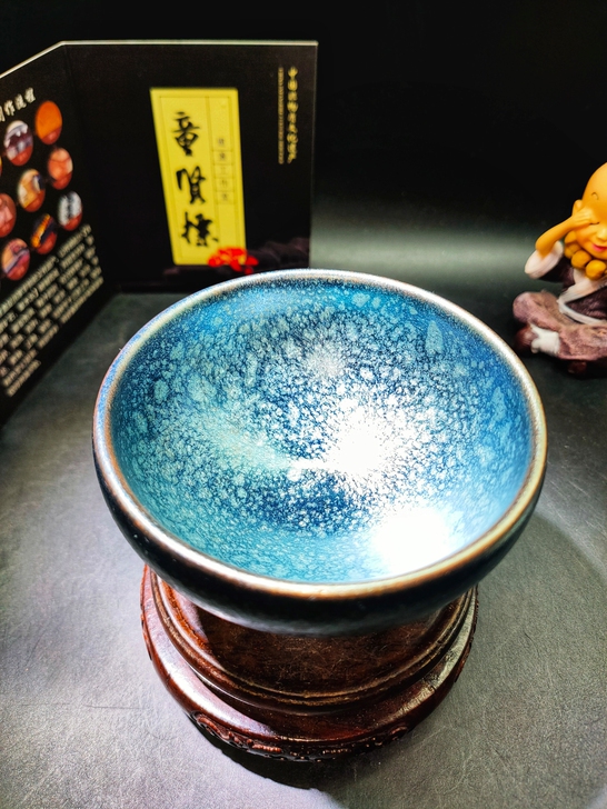 【星云建盏】老匠人童贤标师傅作品,星云敛口...