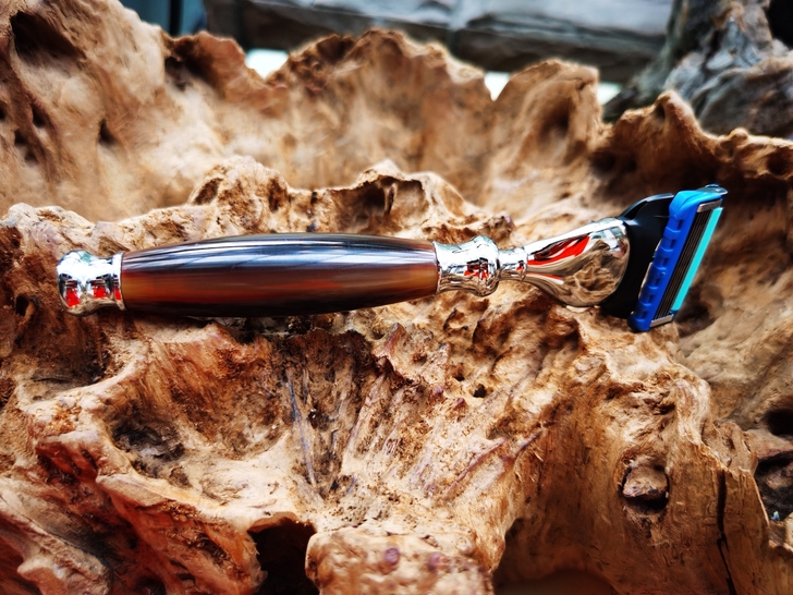 全新手动剃须刀,牛角手柄,刀片适用吉列锋隐...