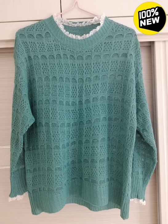针织衫上衣春秋款，蕾丝拼接宽松版，可打底可...