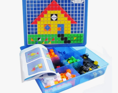 美术拼盘490粒拼插积木拼图积木塑料益智玩...