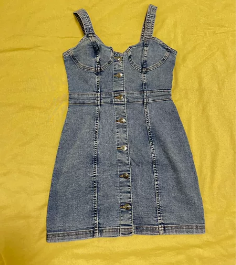 HM正品女装蓝色牛仔背带裙吊带裙，全新，只...
