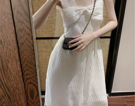 海边渡假沙滩裙超仙女小个子荷叶边气质显瘦白...