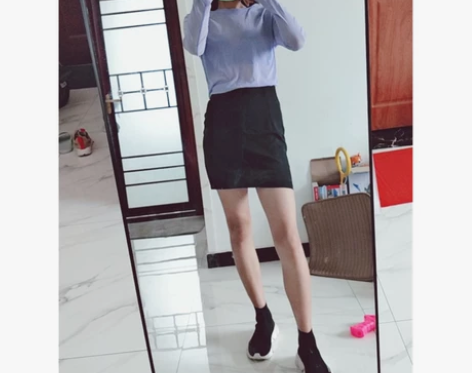 高腰半身裙女黑色短裙春秋季一步裙新款包臀显...