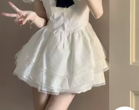 【顺丰包邮】小个子海军领蓬蓬裙女夏季法式白...