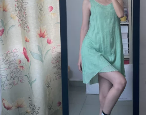 中国风无袖双层裙子棉麻大摆裙亚麻打底连衣裙...