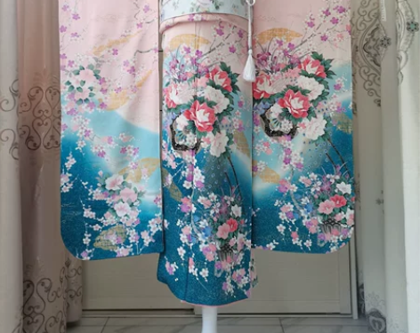 振袖和服孔雀日本制旗袍汉服布料 实物底色是...