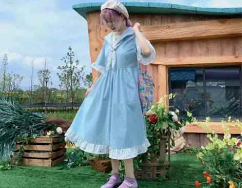 蛋包饭餐厅夏季新款日系少女宽松显瘦学院风连...