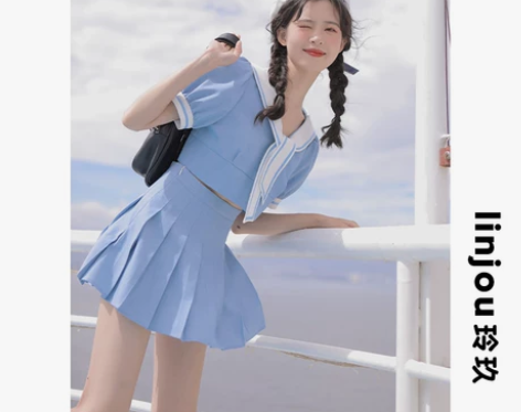 linjou玲玖学院风连衣裙夏装小清新裙子...