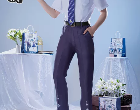 l码三町目家的喜茶联动绫人，衬衫＋领带＋皮...