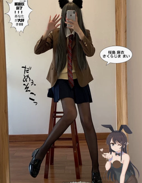 格子黑丝麻衣学姐JK制服裙正版格短裙套装夏...