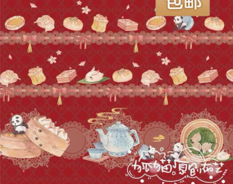 狐猫原创 中华风熊猫滚滚早茶点心lolit...