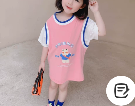 2021新款女童篮球假两件连衣裙夏装女宝宝...