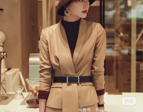 蒋菲菲studio新款西装套装小香风职业套...