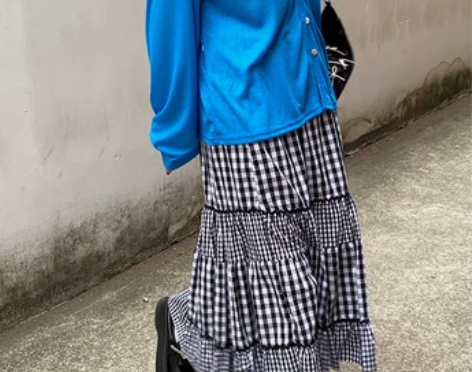 花田橱窗格子半身裙女夏艺术感2021新款文...