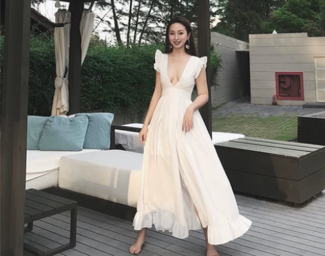 泰国海边度假沙滩裙超仙白色旅游拍照三亚衣服...