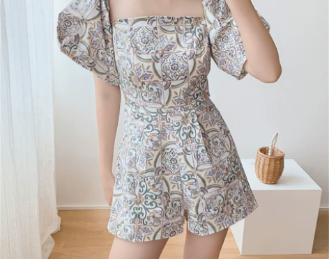 西西里瓷砖印花连体裤女夏2022年新款薄款...