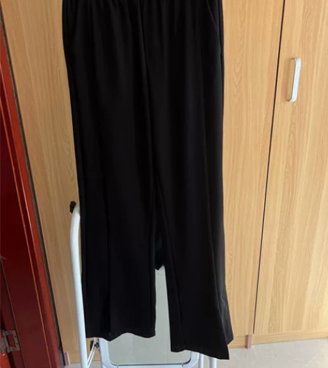 阔腿裤 微喇裤 拖地裤 黑色前开叉裤子 女...