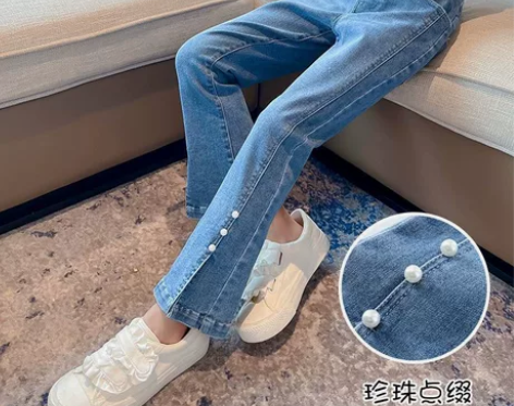 【厂家直销】女童修身牛仔裤春秋2022新款...