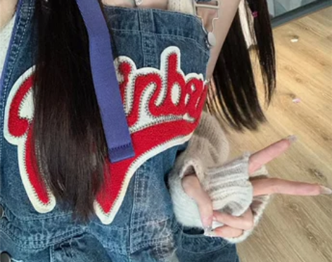 潮牌刺绣牛仔裤女春季新款百搭直筒阔腿裤宽松...