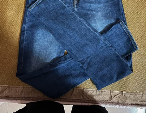 H＆M女装新款高腰窄腿款5袋式水洗弹力牛仔...