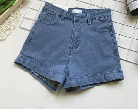 韩版AA高腰牛仔短裤女夏新款修身弹力包臂显...